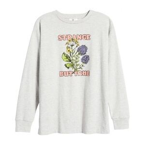 BP. Strange But True Long Sleeve Organic Cotton Blend Graphic Tee